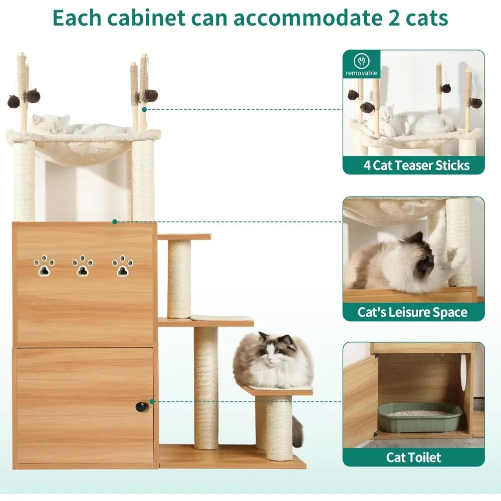 Modern Cat Tree With Litter Box