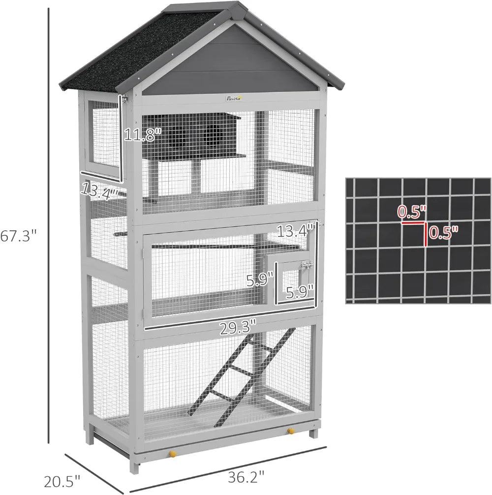 Wooden Bird Aviary 67"
