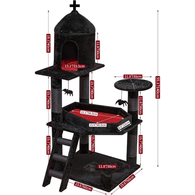 Gothic Cat Tree with Coffin Bed