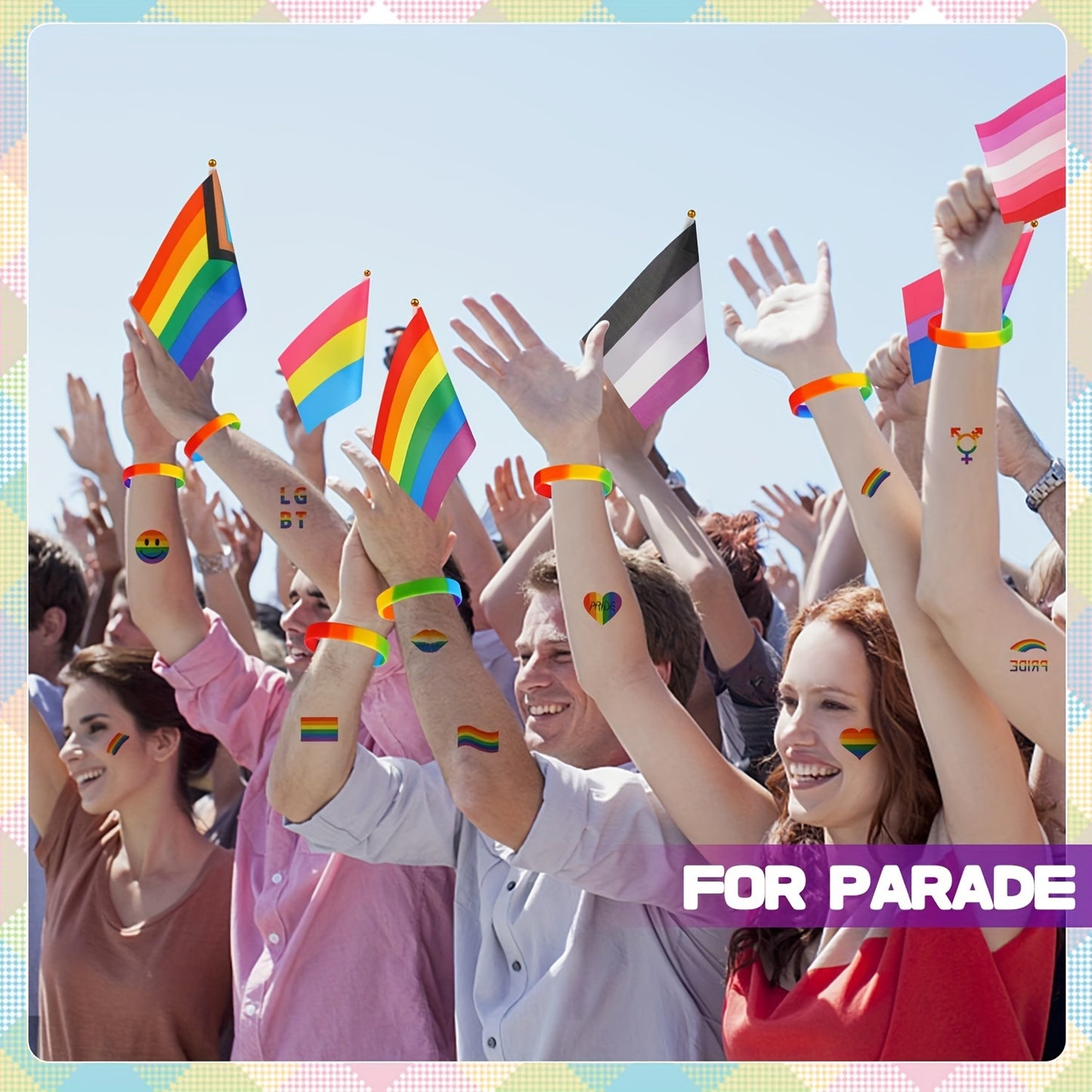 56pcs Mini Rainbow Pride Stick Flag Set