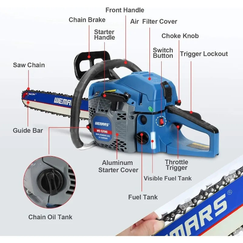 Gas Chainsaw 18 Inch Power Chain