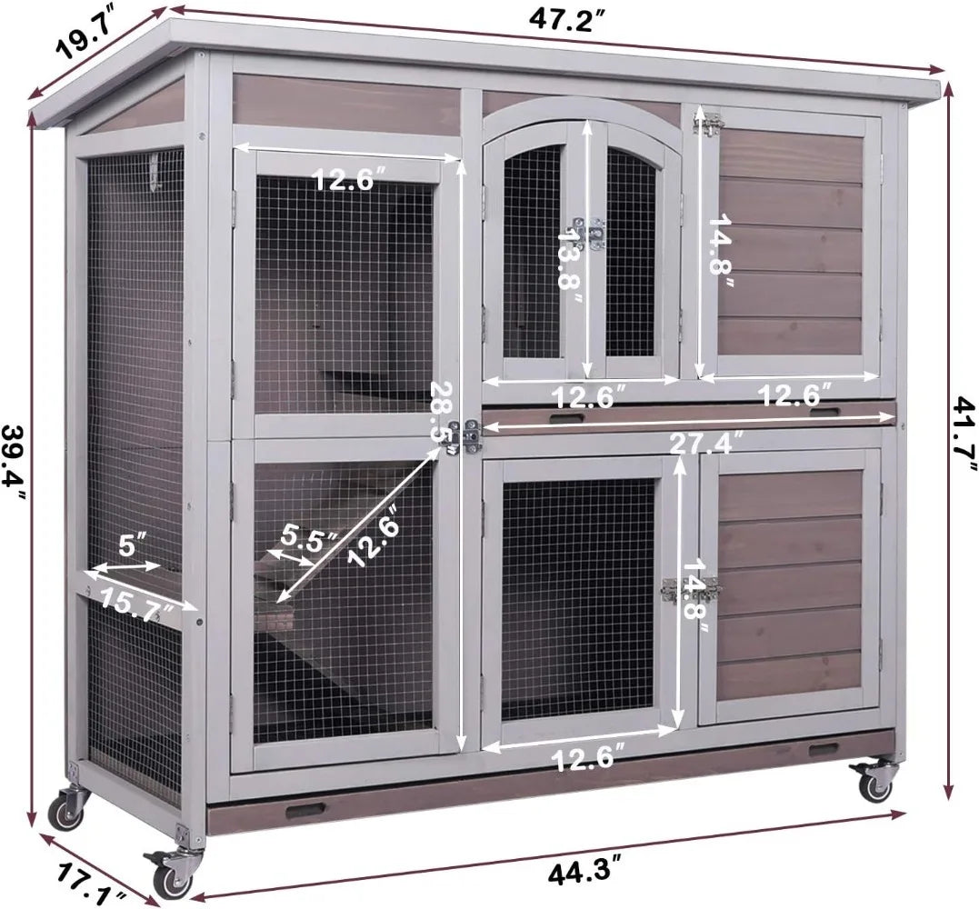Indoor/Outdoor Rabbit Hutch on Wheels
