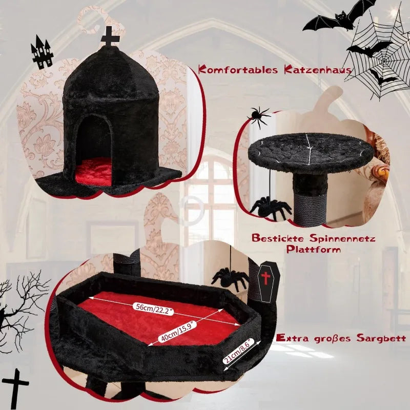 Gothic Cat Tree with Coffin Bed