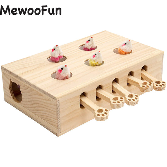 Whack-a-mole Solid Wood Toys for Indoor Cats