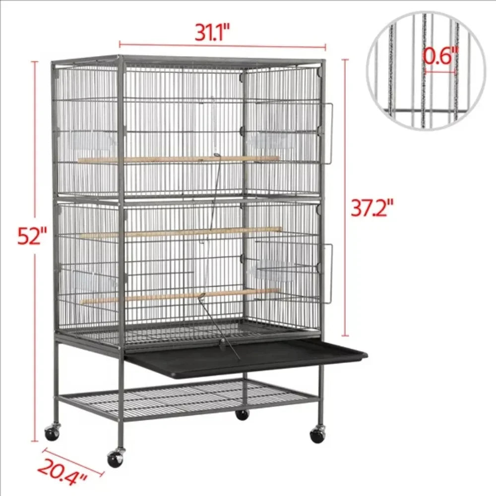 Metal 52" Large Rolling Bird Cage