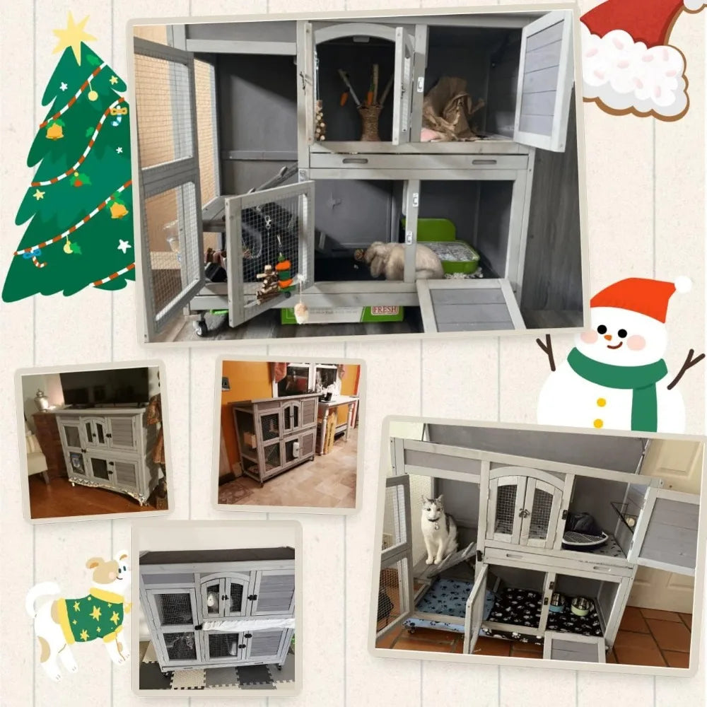 Indoor/Outdoor Rabbit Hutch on Wheels