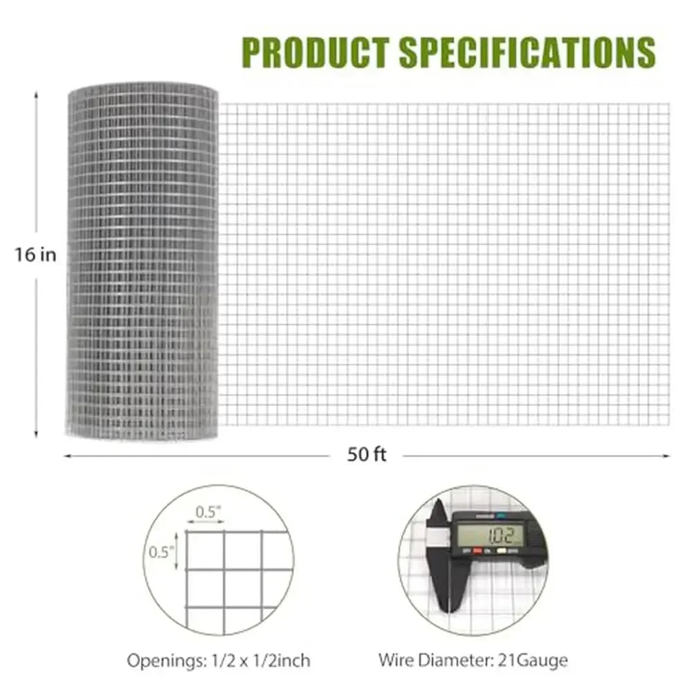 16x50ft Galvanized Chicken Wire Mesh Roll