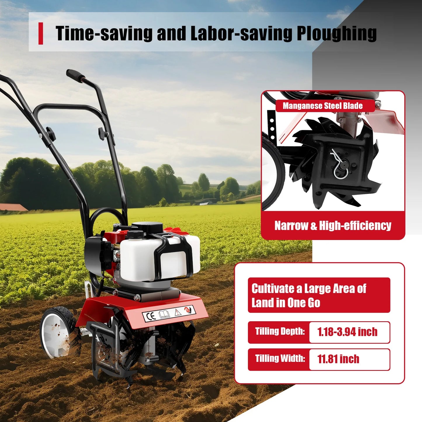 Soil Gas Powered Mini Tiller