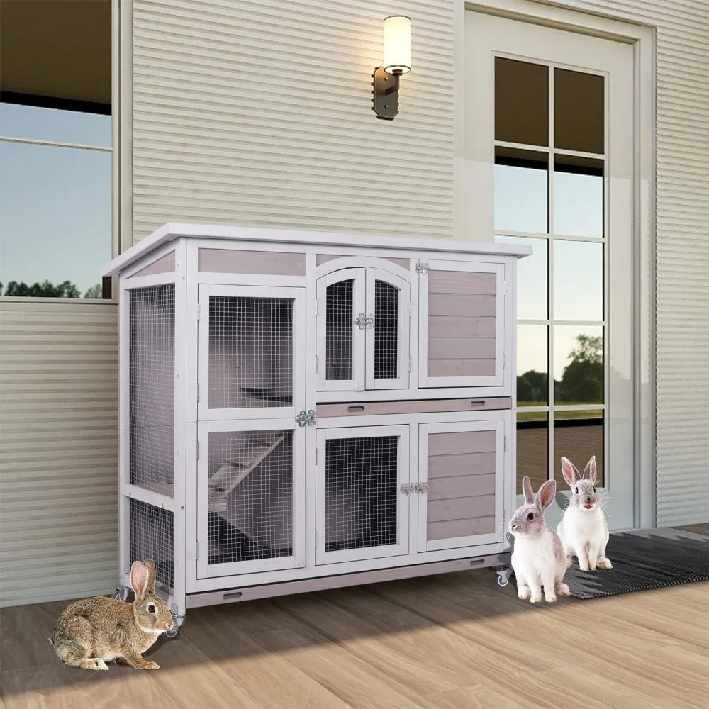 Indoor/Outdoor Rabbit Hutch on Wheels