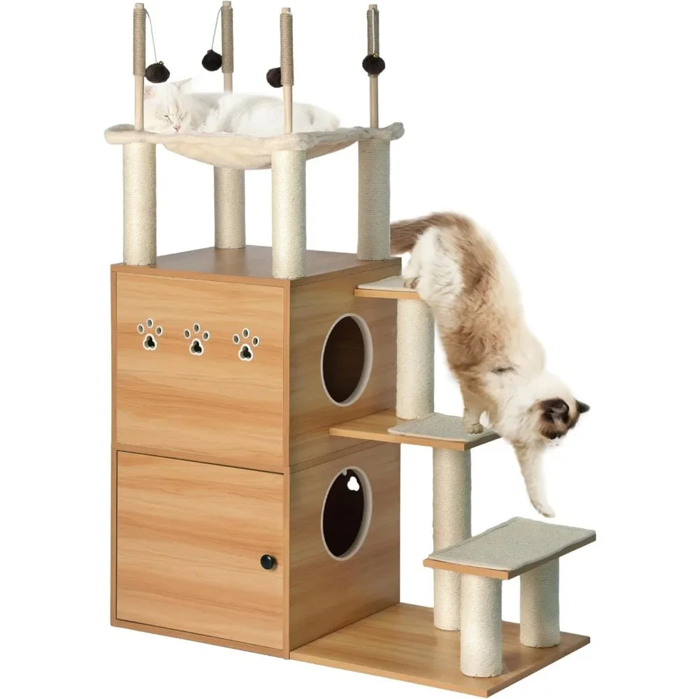 Modern Cat Tree With Litter Box