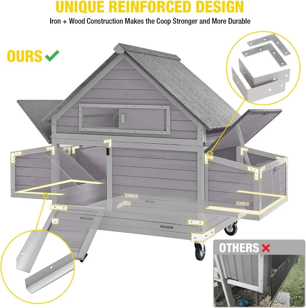Large Chicken Coop with Wheels