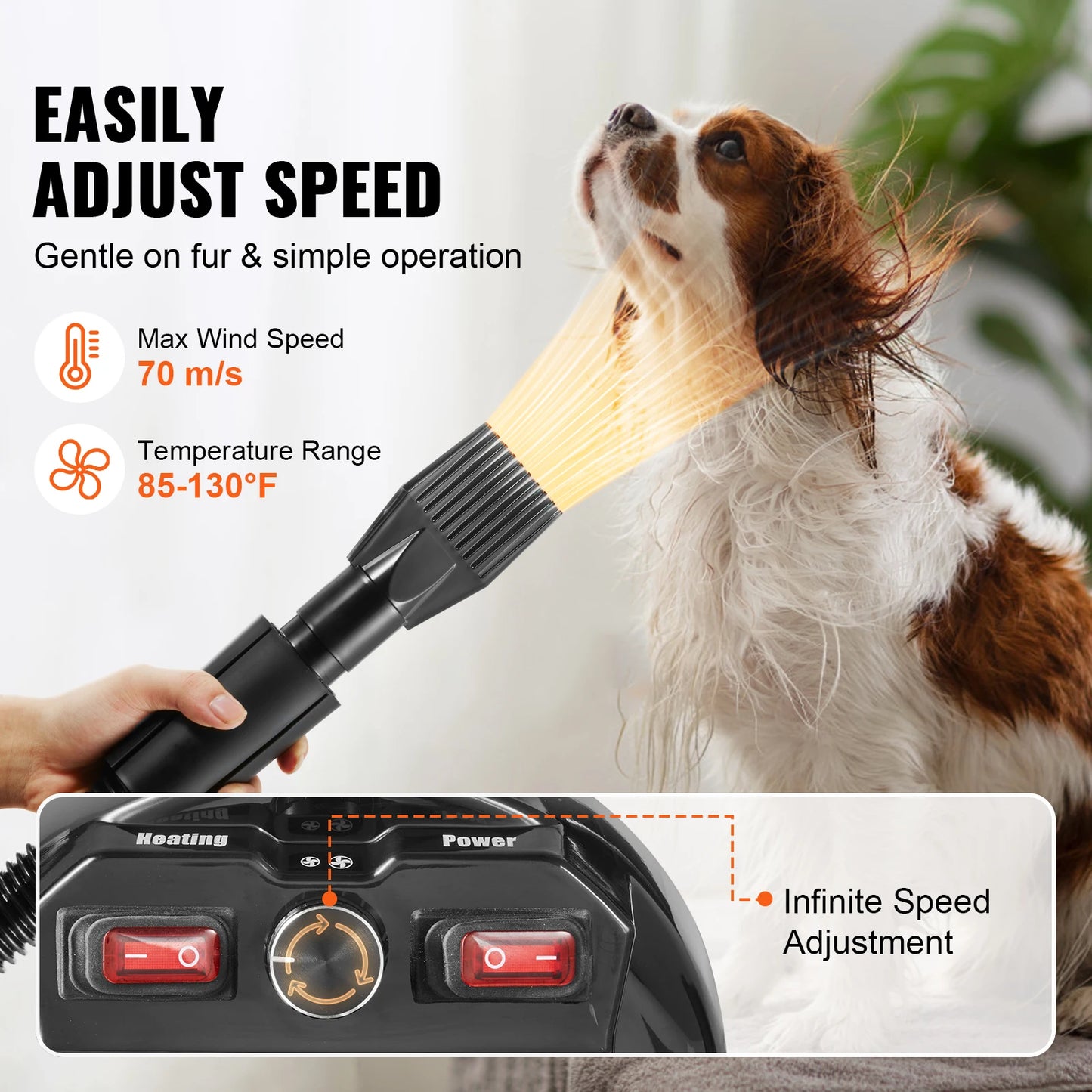 Dog Blow Dryer Adjustable Speed Temperature