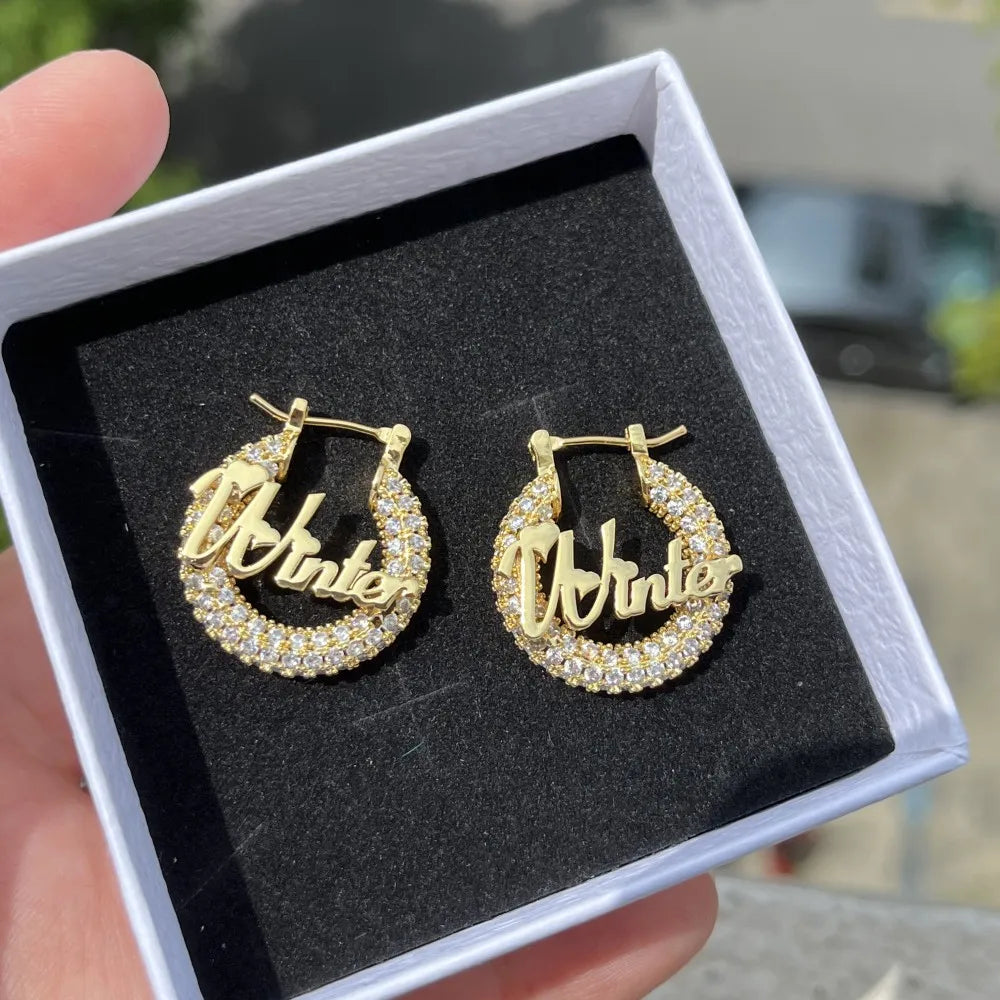 Custom Nameplate Bling Earrings