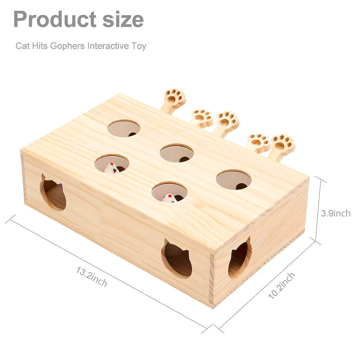 Whack-a-mole Solid Wood Toys for Indoor Cats