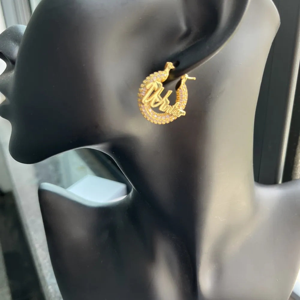 Custom Nameplate Bling Earrings