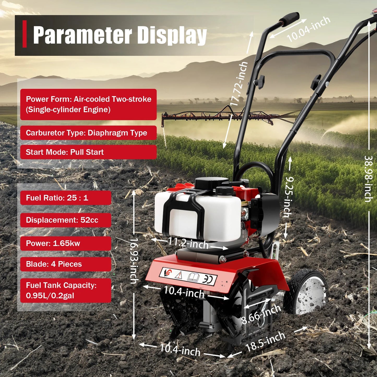 Soil Gas Powered Mini Tiller