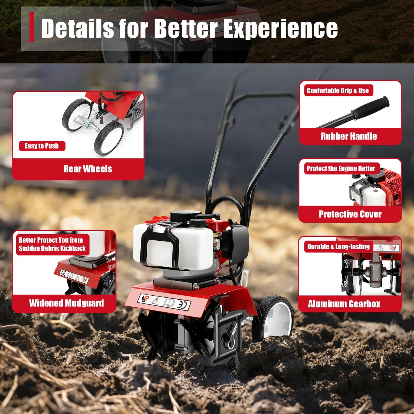 Soil Gas Powered Mini Tiller