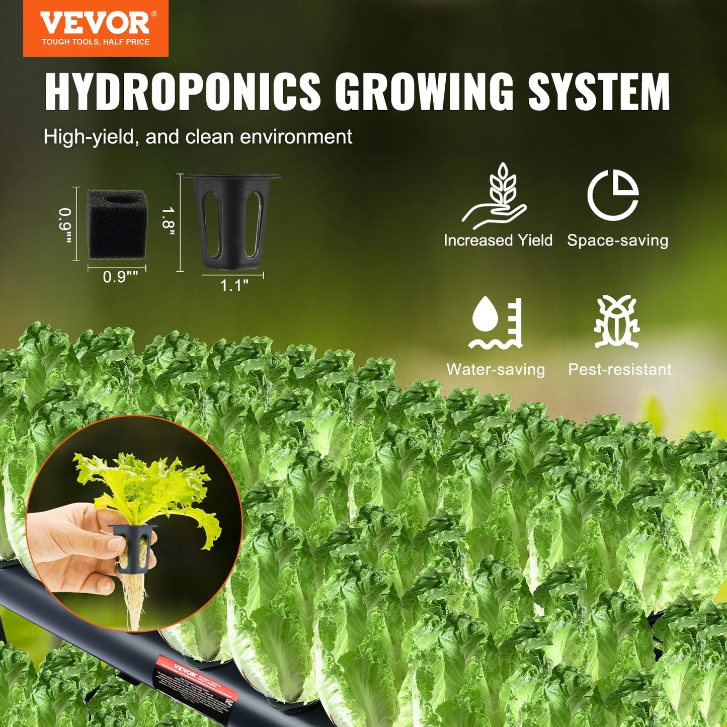 Hydroponics Dark Grey PVC Pipes with Water Timer Baskets and Sponges