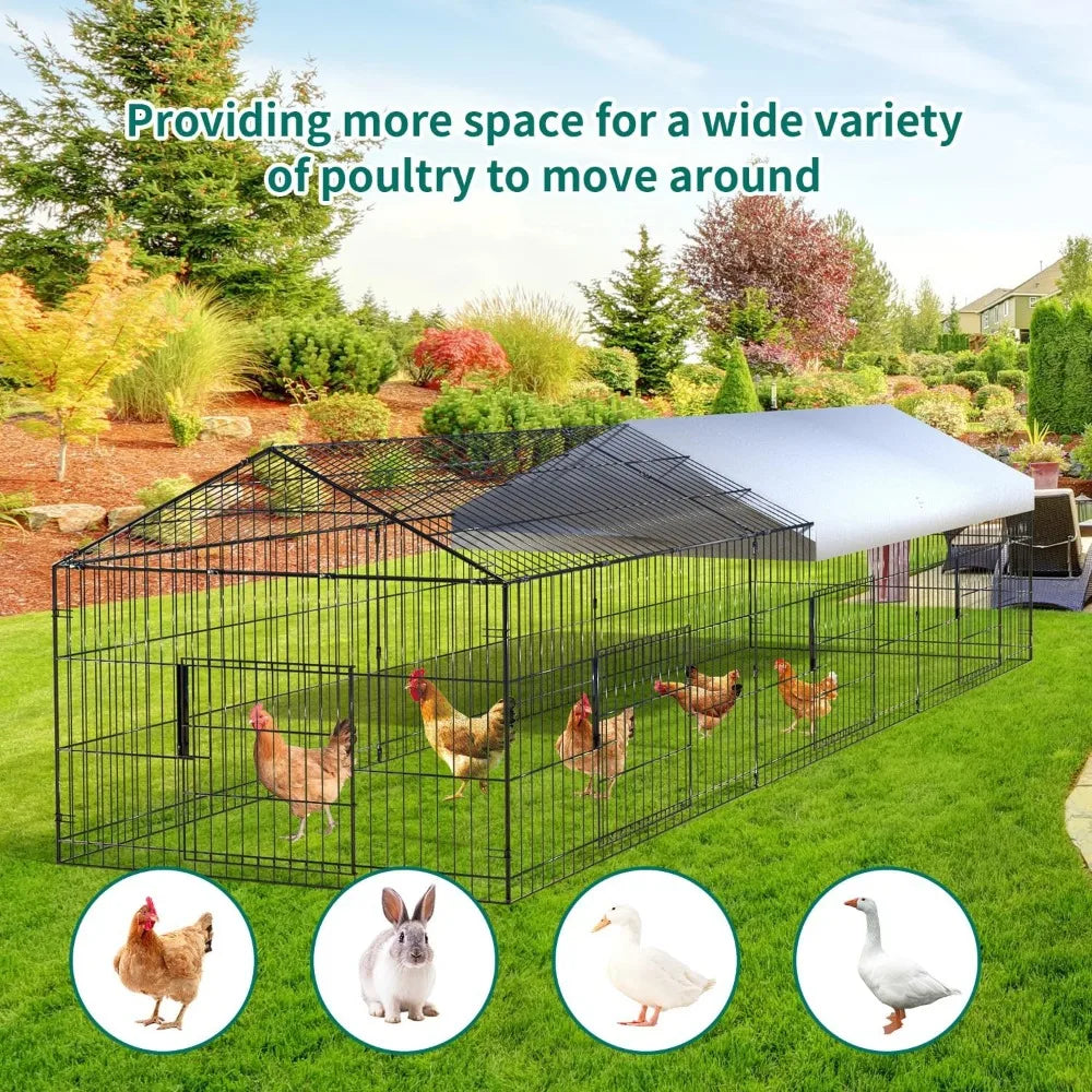 Chicken Coop 130” X 40” Chicken Run Pen with Waterproof Cover