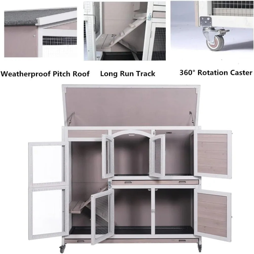 Indoor/Outdoor Rabbit Hutch on Wheels