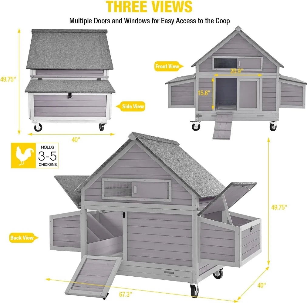 Large Chicken Coop with Wheels